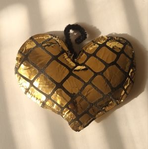 Handmade gold leather heart-shaped ornament